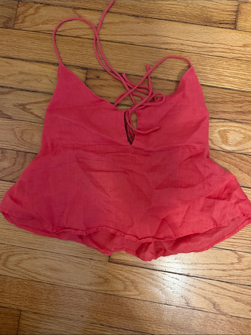 Women's Coral Pink Tie-Back Camisole Tank Top